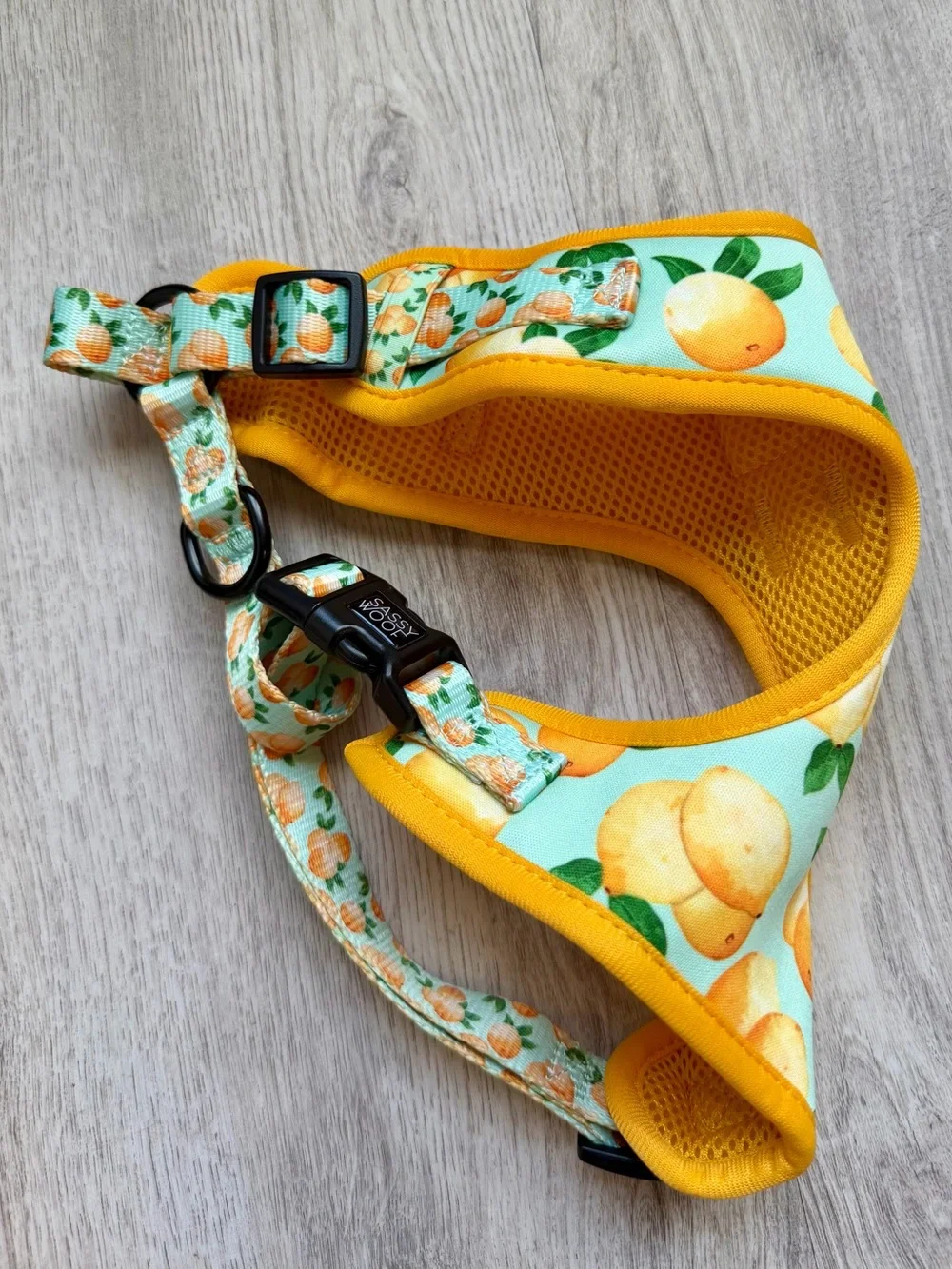 Sassy Woof - Yellow Lemon-Print Dog / Pet Harness - size Small